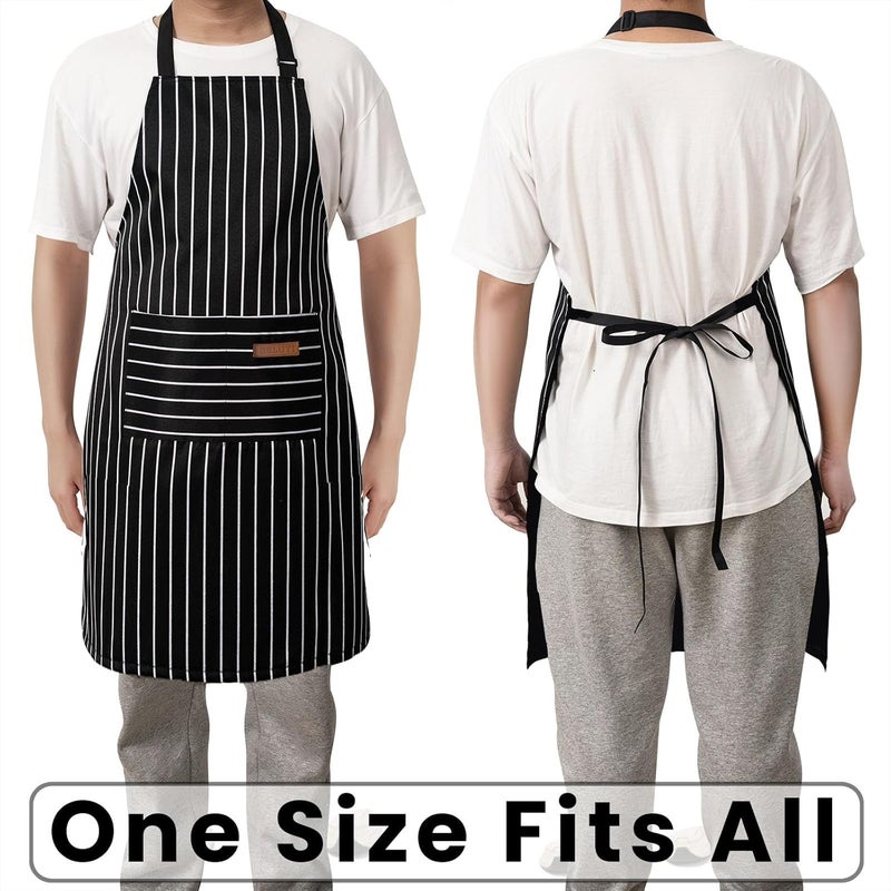 BeLuyi Adjustable Bib Apron with 2 Pockets Chef Cooking Kitchen Restaurant Aprons for Women Men - Image 5